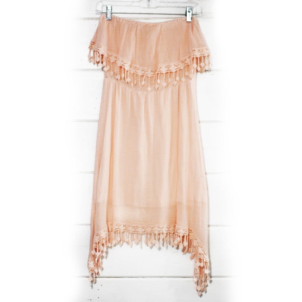3 FOR $13 SALE! Pink Fringe Tube Top Dress Size M